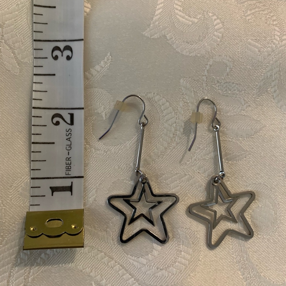 Silver Star Dangle Earrings